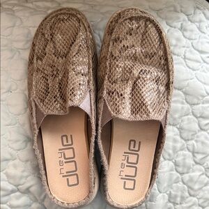 Hey Dude Brown Snake Print Mules